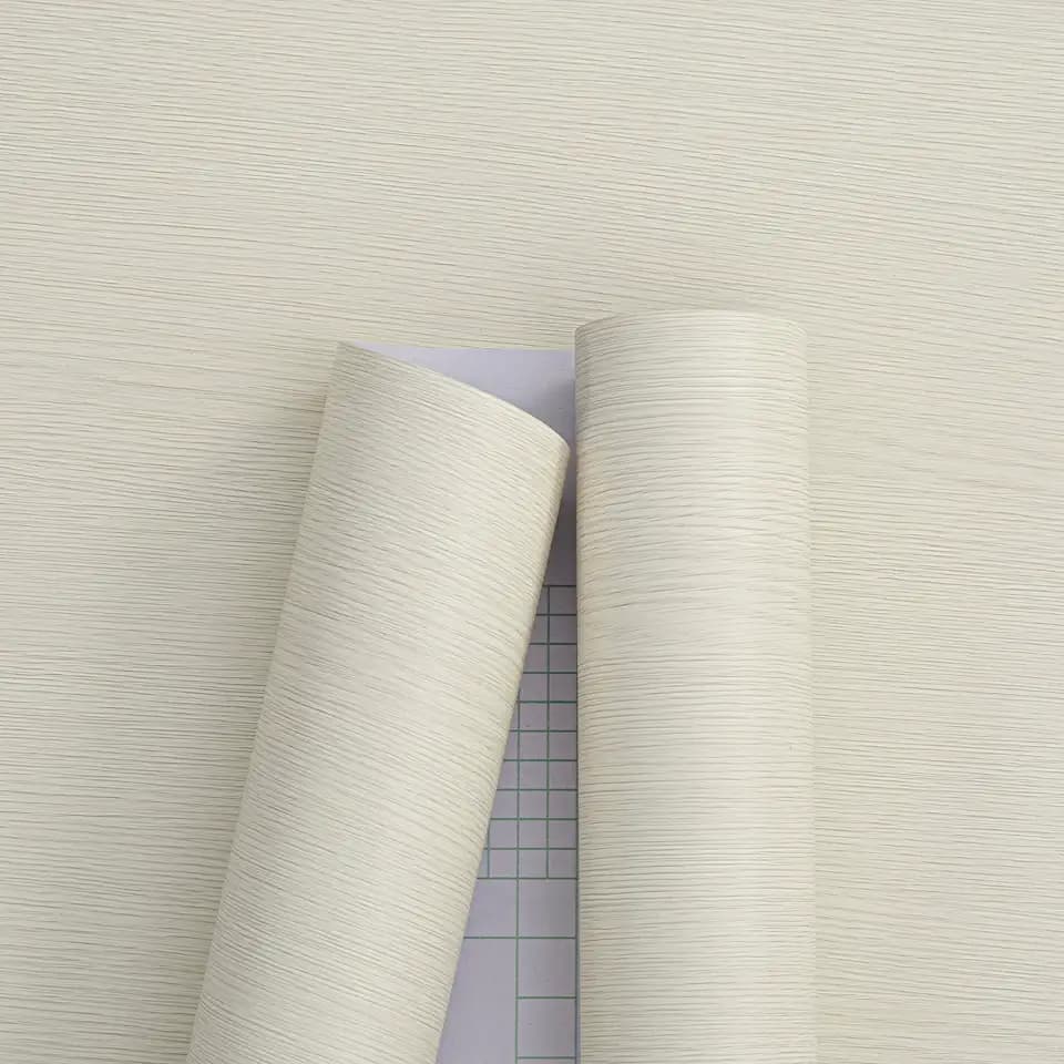 Haimin Wallpaper (24in X 393in) Wood Contact Paper Peel and Stick Self-Adhesive and Removable Wallpaper for Cabinet Wall Furniture Countertop Kitchen Room Wood Grain Wall Paper (Off-White (05))
