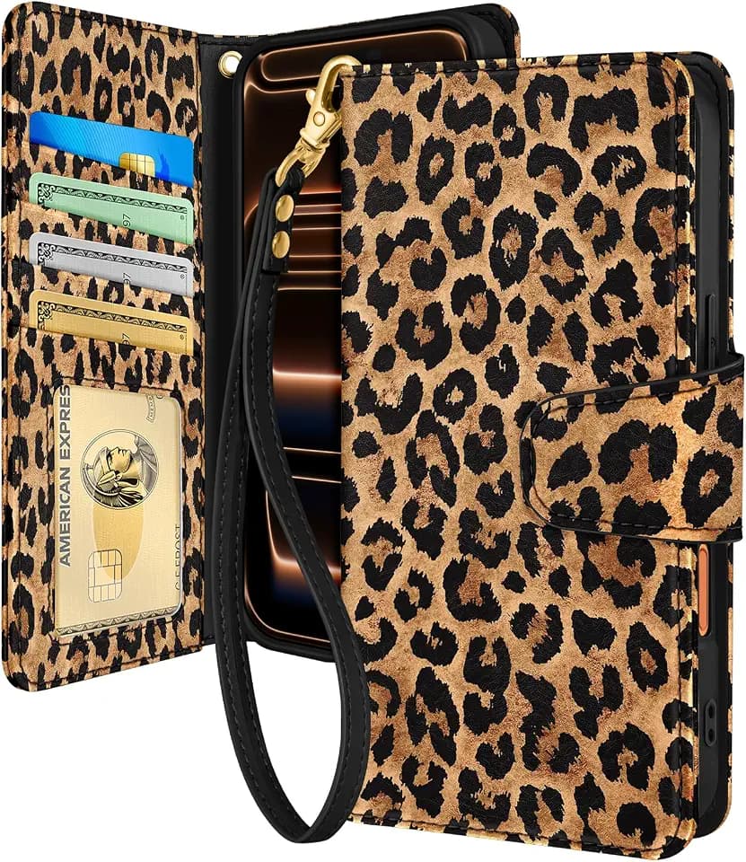 Toycamp for iPhone 18 Pro Max/17 Pro Max Wallet Case, Brown Leopard