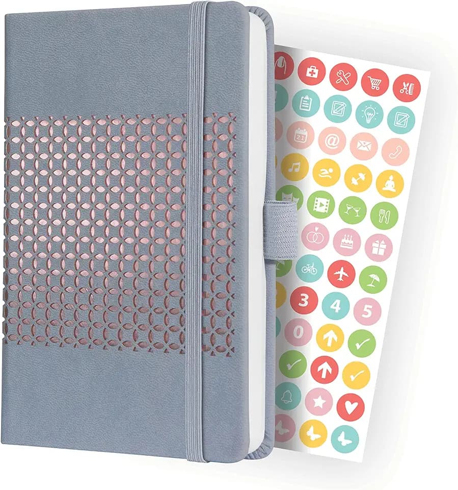 SIGEL J4208 Wochenkalender Jolie 2024, ca. A6, hellgrau, Hardcover, Gummiband, Stiftschlaufe, Einstecktasche, 174 S., aus nachhaltigem Papier, Terminplaner