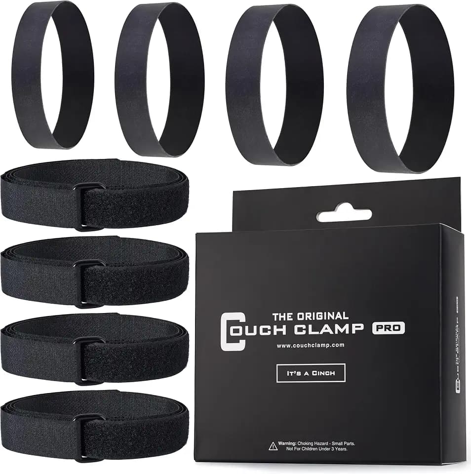 Couch Clamp Pro Heavy Duty Couch Connectors for Sliding Sofas (4 Pack) - Easy Install Strap & No Tools Required - Hook & Loop Cinch Straps- Universal Fit Ideal for 3 Piece Modular Sectional Sofa
