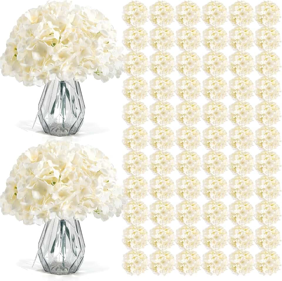 Auihiay 104Pcs Hydrangea Artificial Flowers, Artificial Hydrangea Flowers