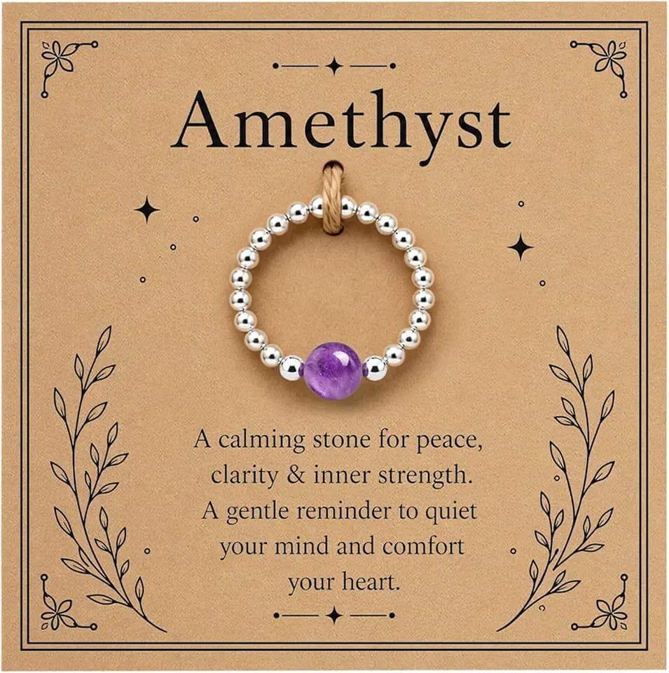 Anxiety Ring for Women – Crystal Fidget & Stress Relief Ring, Mindfulness, Meditation, Focus & Emotional Comfort, Calming Jewelry for Daily Wear