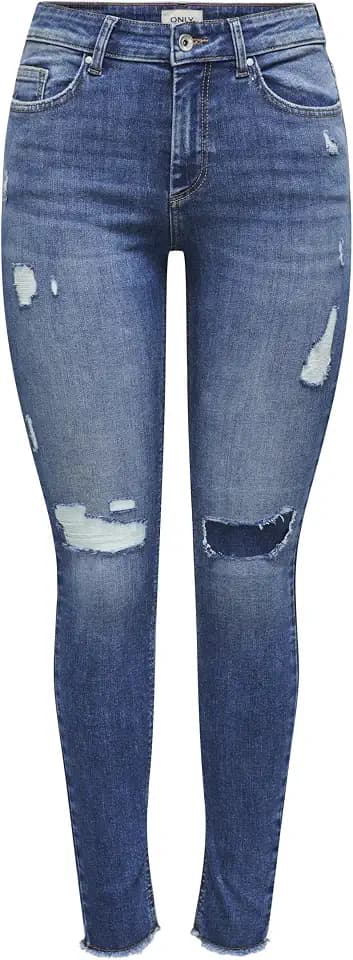 ONLY Damen Hose Onlblush Mid Sk ANK Rw DNM Rea8097 Noos