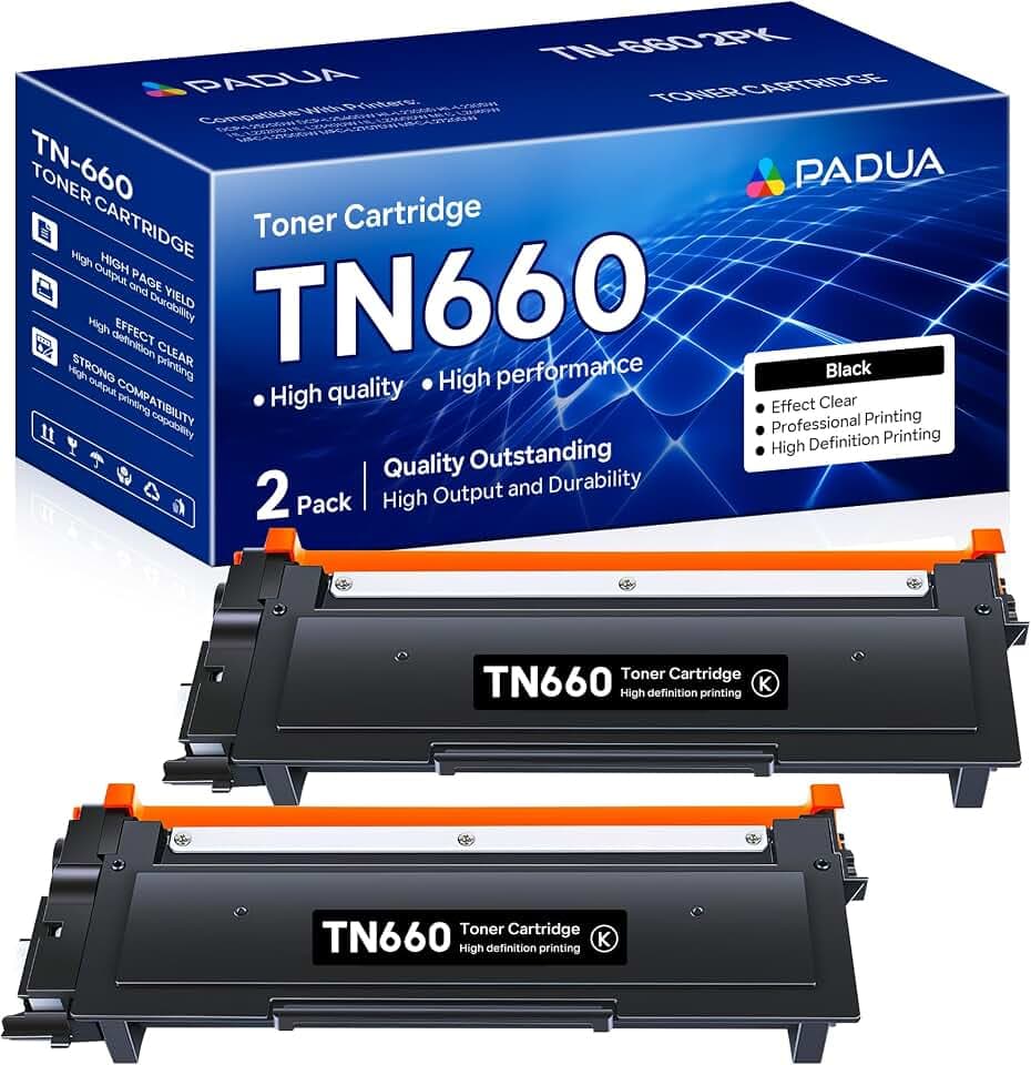 TN-660 TN660 High Yield Toner Cartridge Replacement for Brother TN660 TN 660 MFC-L2700DW MFC-L2740DW DCP-L2540DW HL-L2320D HL-L2380DW HL-L2300D Printer (2 Pack)