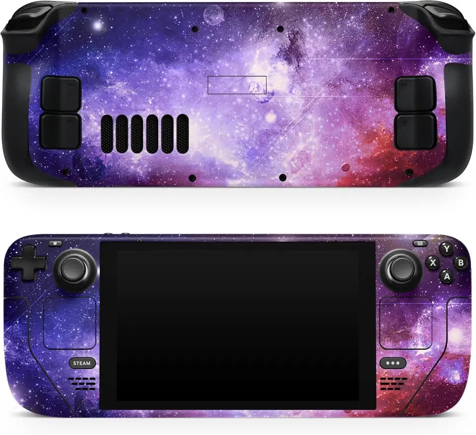 TACKY DESIGN Galaxy Skin Compatible with Steam Deck Skin, Purple Stars Vinyl Decal Cute Full Wrap Cover