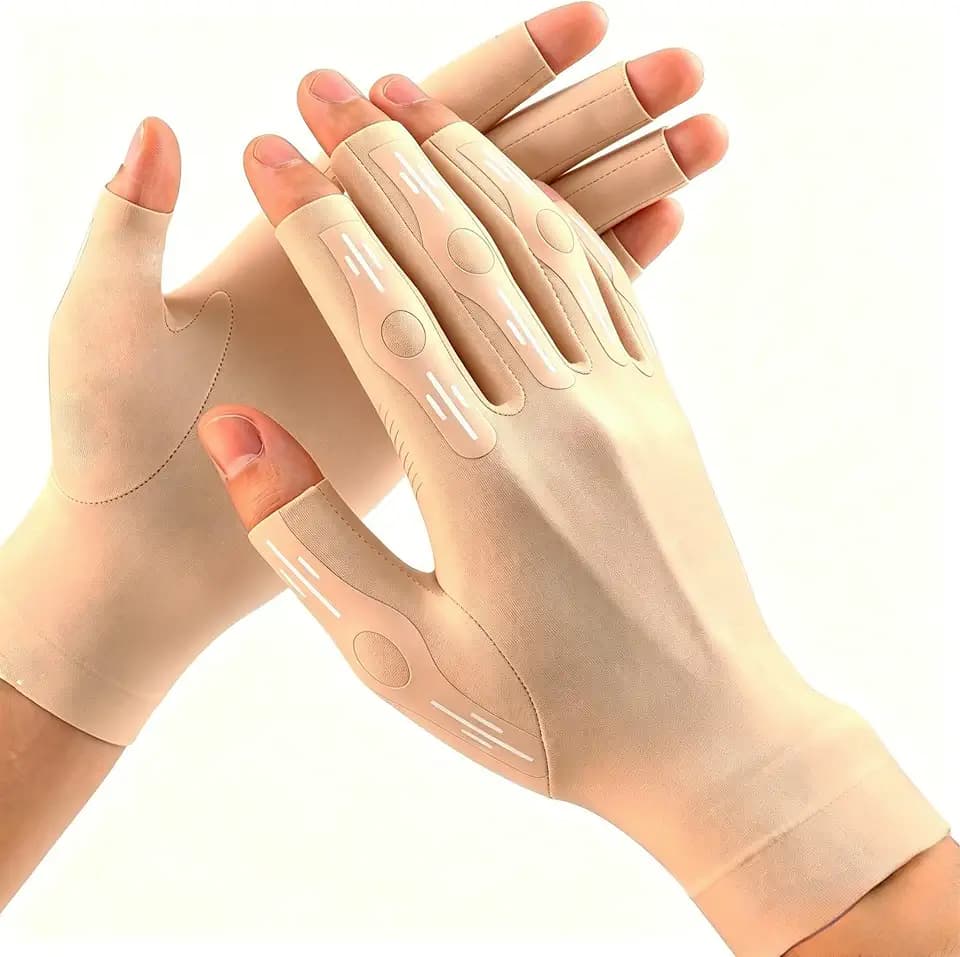 Compression Arthritis Gloves Women Men for Pain, Fingerless Hand Support