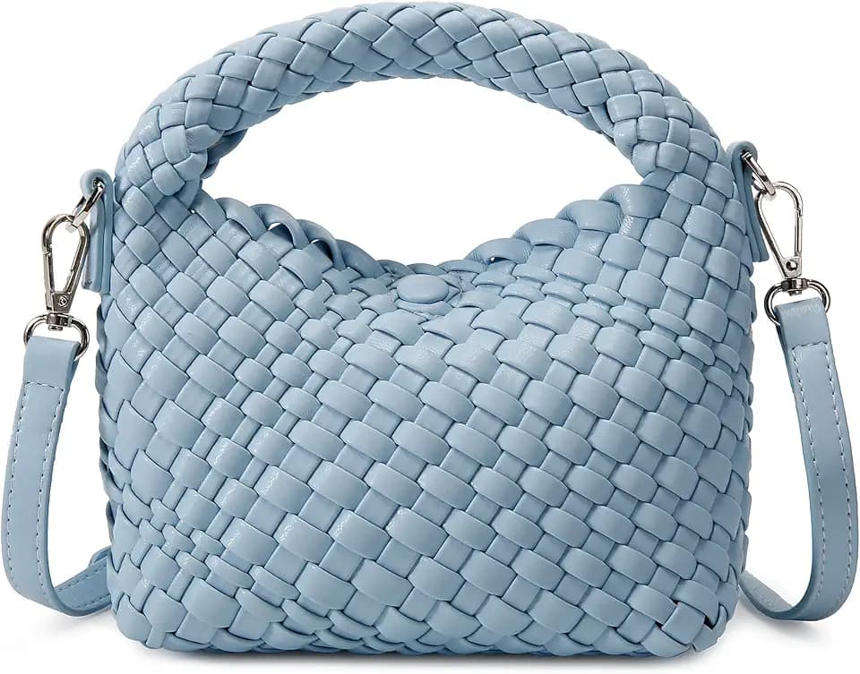 Fashion Small Woven Bag for Women, Handmade MINI HOBO Tote Bag Crossbody Handbag Travel Summer Beach Bag