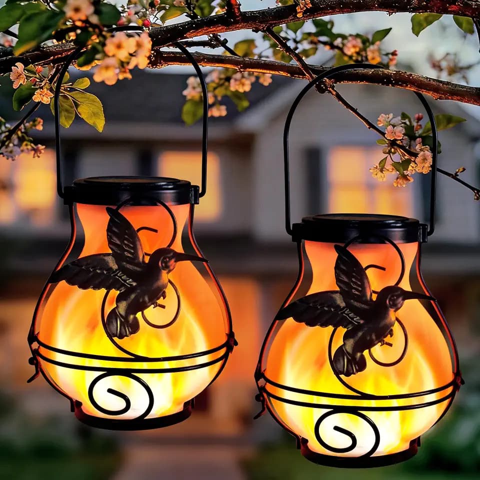 Solar Lanterns Outdoor Waterproof Hummingbird Hanging Solar Lantern
