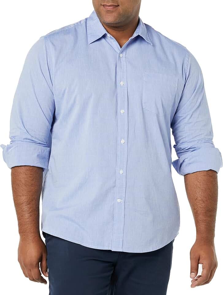 Amazon Essentials Herren Langärmeliges Casual Popeline Hemd