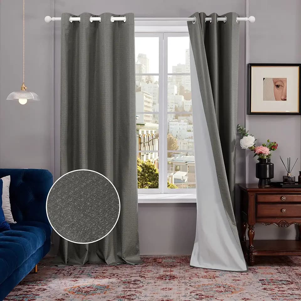 Deconovo 100% Vollverdunkelungsgardinen Modern Blickdicht Vorhang Schlafzimmer Ösen Thermo Vorhänge Kälteschutz, 290x140 cm(HöhexBreite), Grau, 2er Set