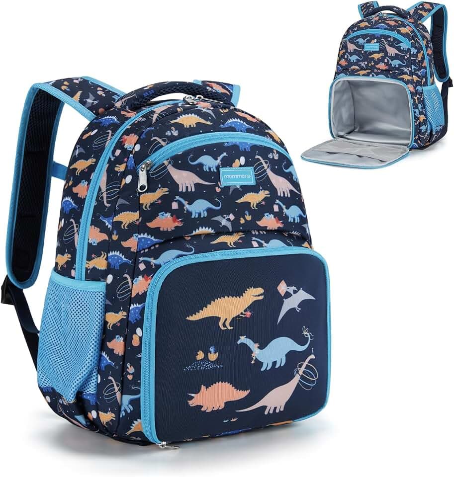 mommore 2-in-1 Kids Backpack for Boys Girls 4-8 with Insulated Lunch Pocket