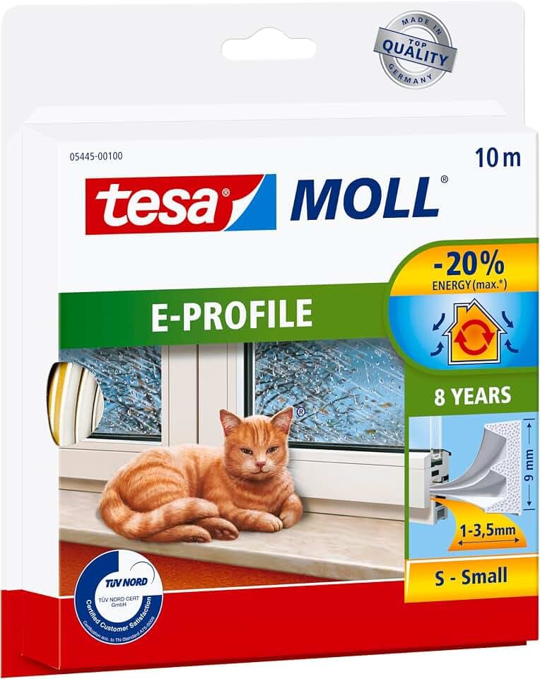 tesa INSULATION Dichtungsband S - 10 m x 9 mm x 4 mm - Weiß