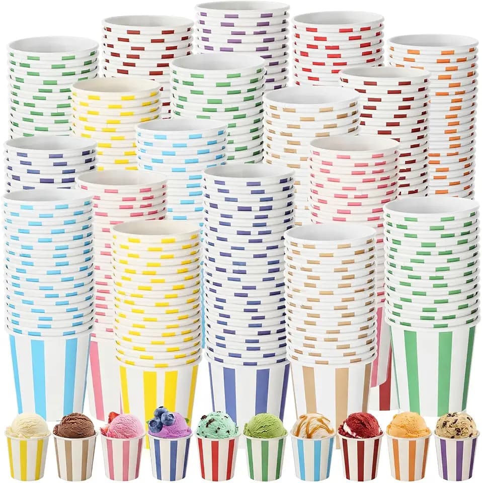 Zeyune 500 Pcs 4.5 oz Ice Cream Cups Disposable Bulk, Ice Cream Bowls