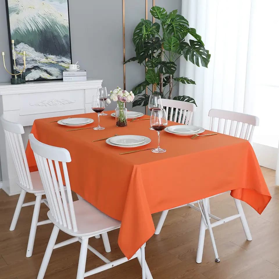 FOLINS&HOME Orange Square Tablecloth, 60 x 60 Inch Waterproof Table Cloth