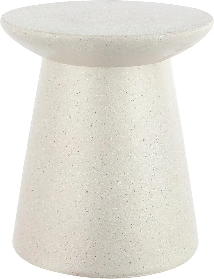 JONATHAN Y Hollie Round Outdoor Side Table Polyresin 18", Cream Terrazzo
