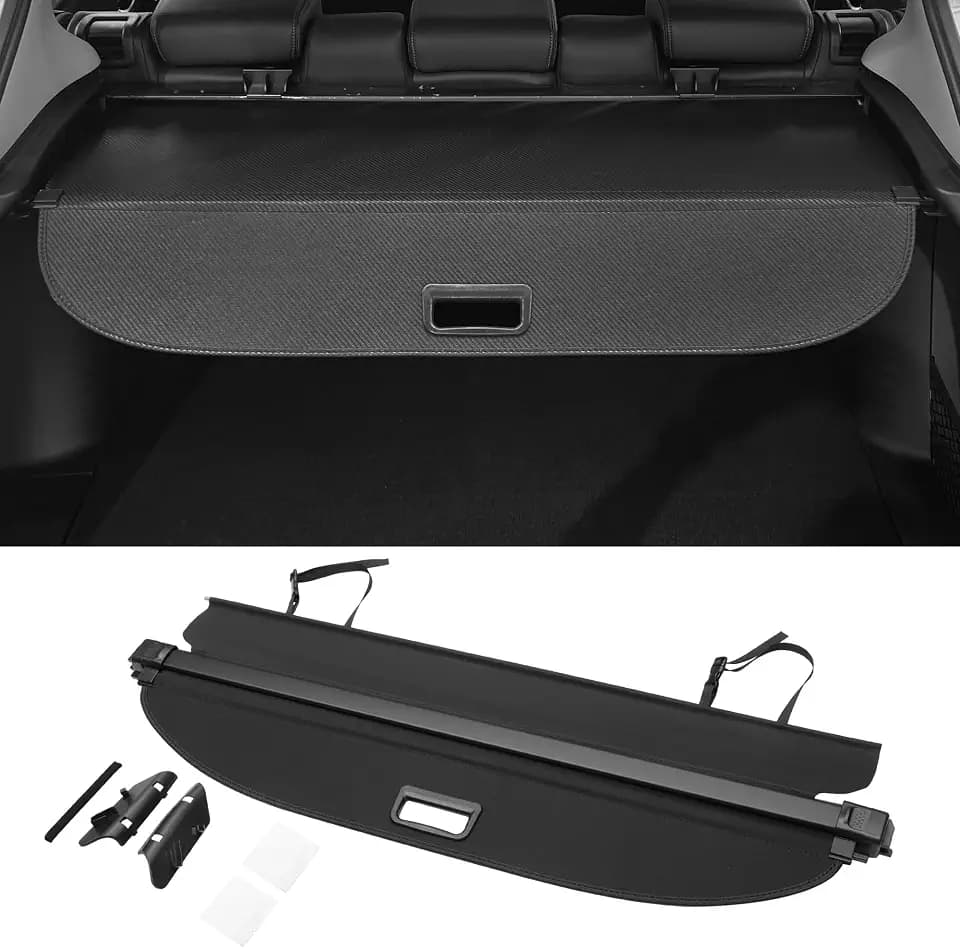 Motoforti Car Trunk Retractable Cargo Cover for Honda HRV 2015-2022 Rear Trunk Parcel Shelf Luggage Security Shield Shade, Canvas, with Accessories, Gloss Black