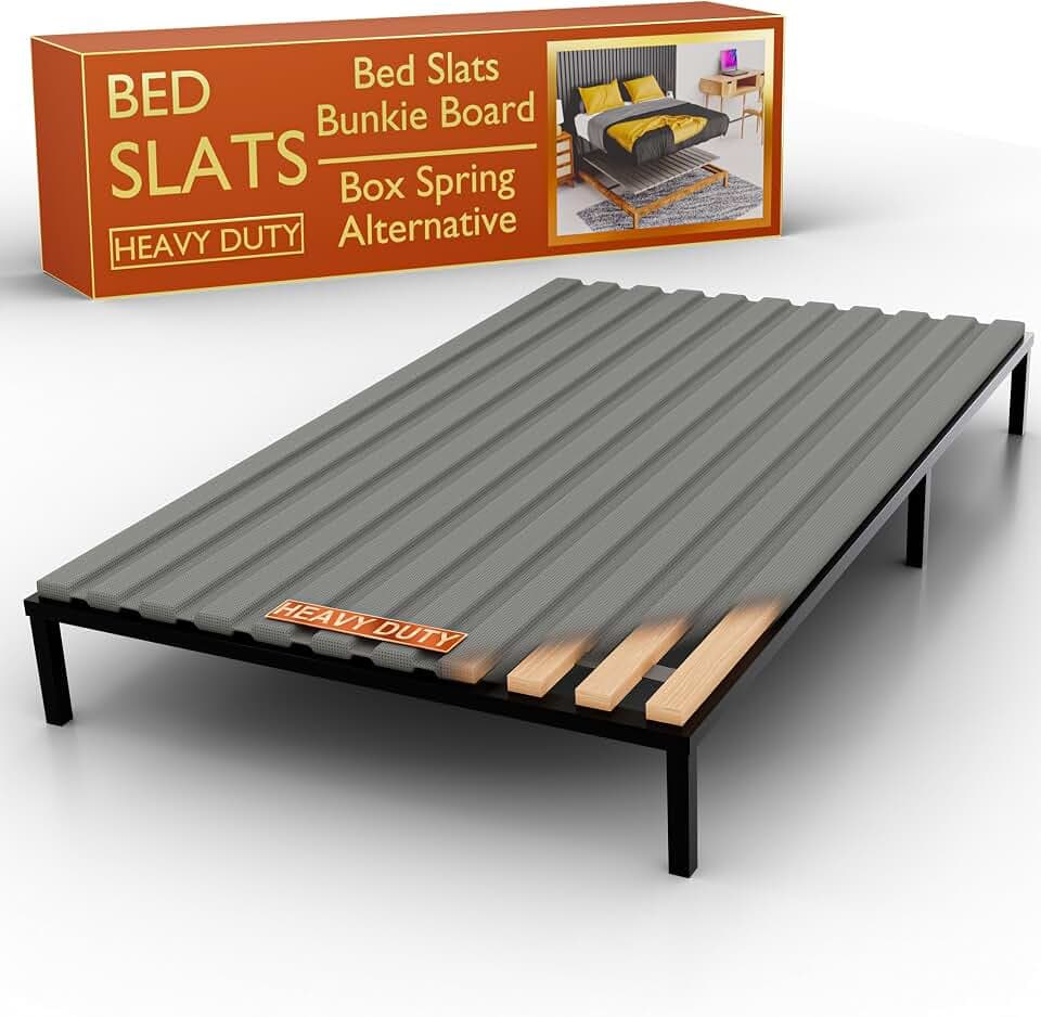 Wooden Queen Bed Slats for Support Under Mattress with Cover – Replacement Wood Slats for Queen Size Bed Frame – Under Mattress Support Without Extra Height – 3.38" Standard Width