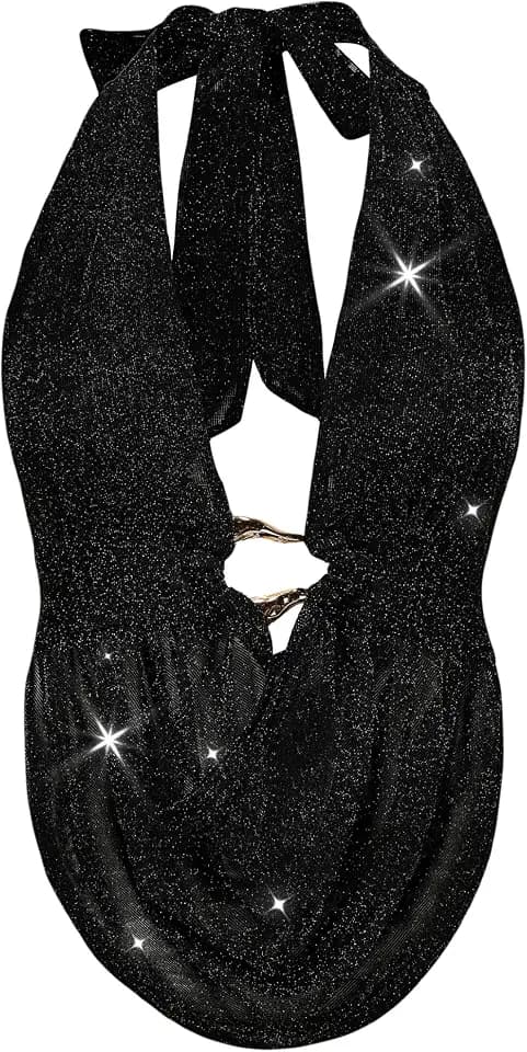 Women's Cute Summer Y2K Halter Top Sexy V Neck Tie Open Back Sleeveless Backless Going Out Tops for Women Club Party
