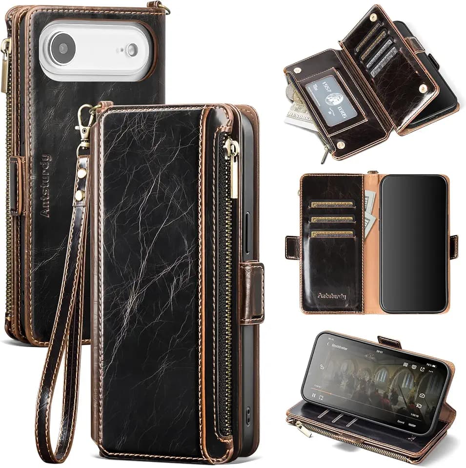 Antsturdy for iPhone 17 Air Phone Wallet Case Women,Coffee