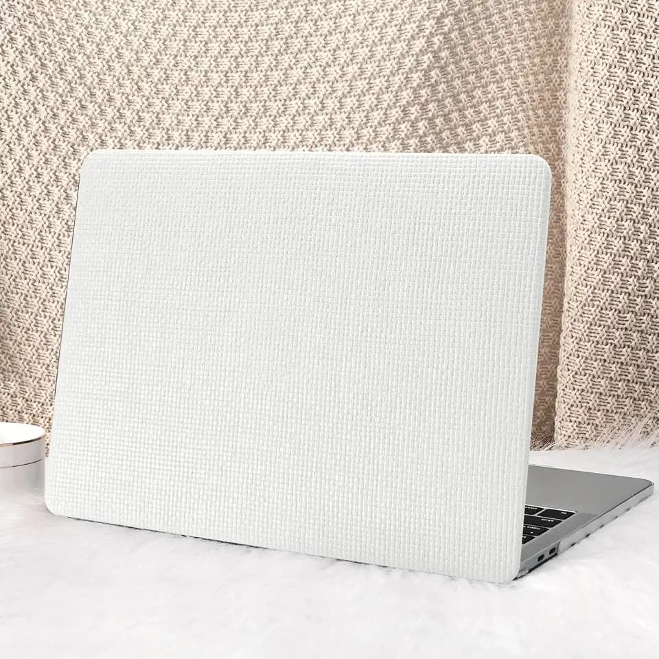 Seorsok Compatible with MacBook Air 15 inch Case 2026 2025-2023 Release M5 A3448 M4 A3241 M3 A3114 M2 A2941 Touch ID,Elegant Leather Plastic Hard Shell Case with Keyboard Cover,White No Logo Cutout