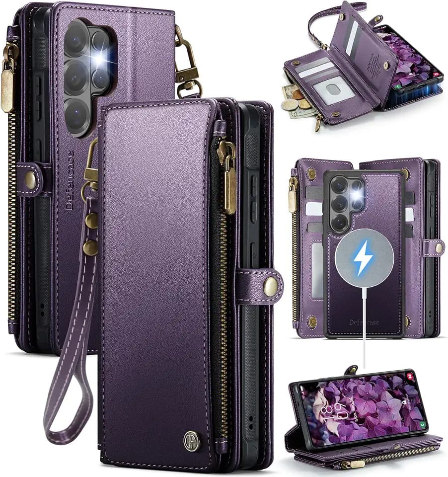 Defencase for Galaxy S26 Ultra Case Wallet Compatible with Magsafe, Purple