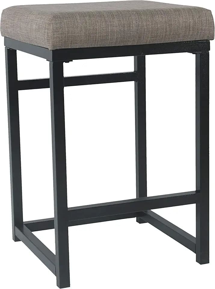 Homepop Home Decor | Modern 24-Inch Counter Stool | Backless Metal Frame Bar Stools Counter Height | Decorative Home Furniture, Brown, K7651.24-F1552