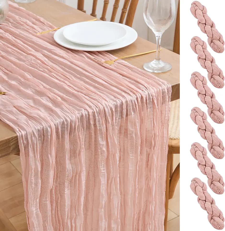 Asee'm Dusty Pink Cheesecloth Table Runner Fall Gauze Wedding Decor 10FT