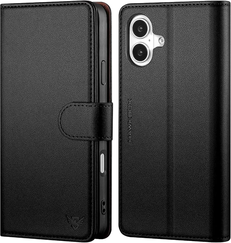 for iPhone 16 Wallet Case with Card Holder,Black