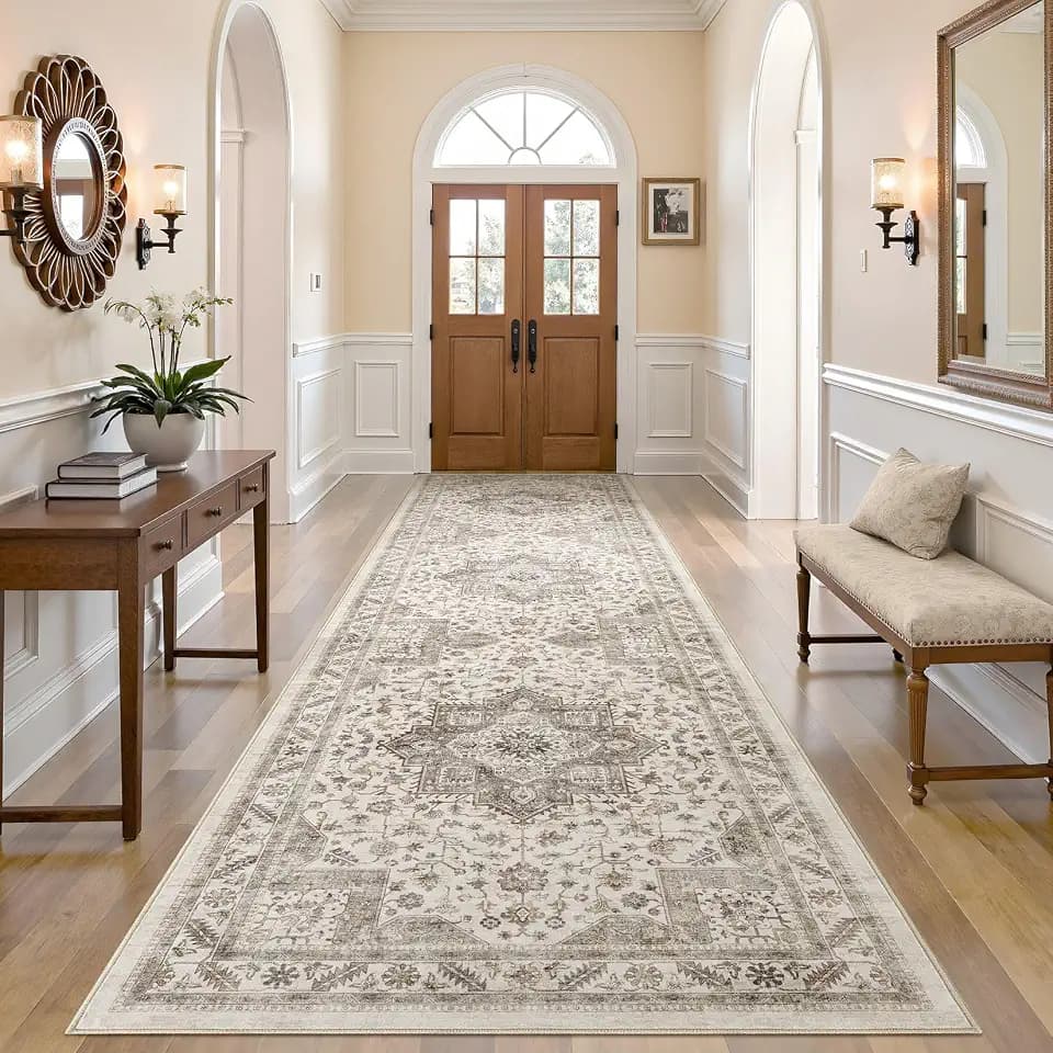 cotiled 3x10 Hallway Runner Rug for Entryway, Non-Slip Vintage, Light Brown
