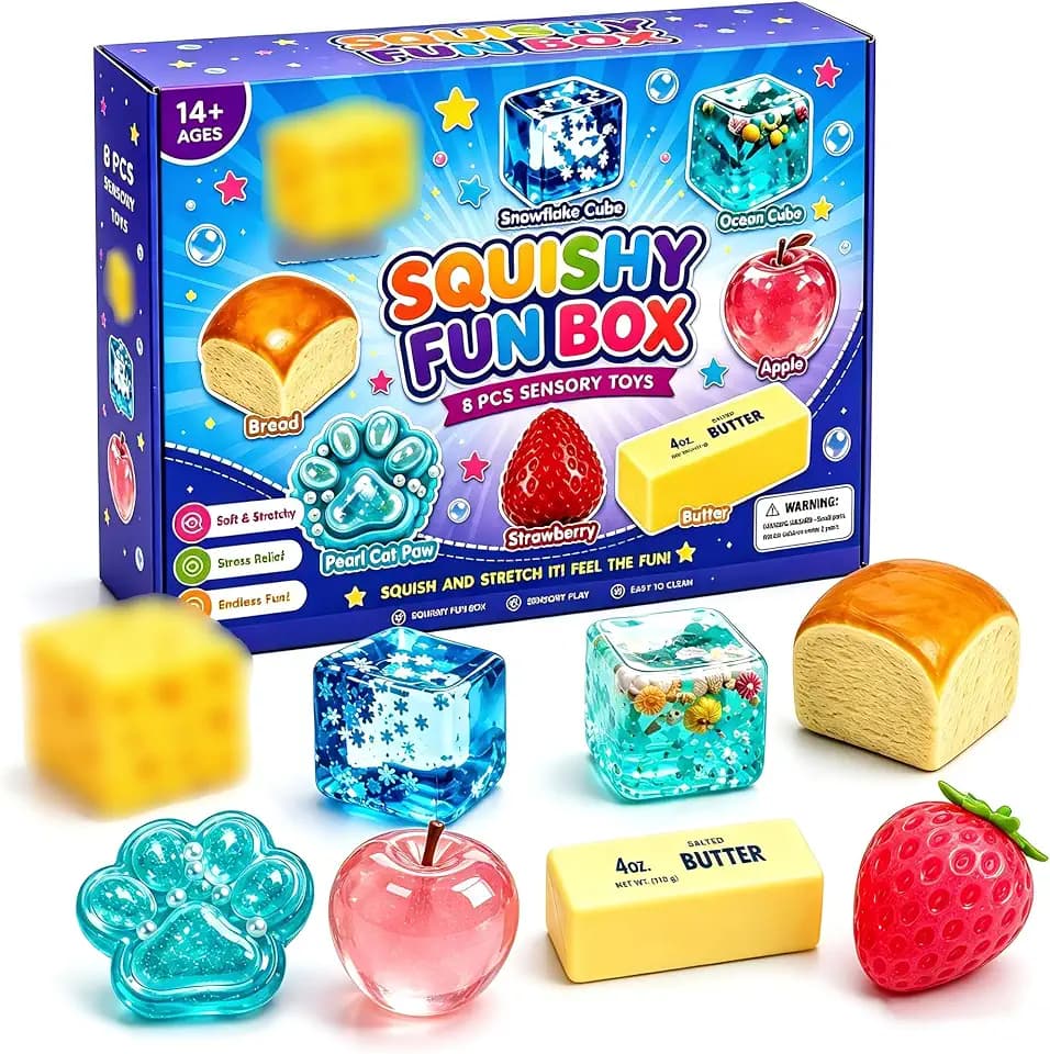 8 Stück Squishy Fun Box Mystery Set, Langsam Zurückkehrende Squishy, Malt Sugar Creative Slow-Return Squishies, Squishies Blindbox, Handentspannung, Partygeschenk, Geschenke für Erwachsene