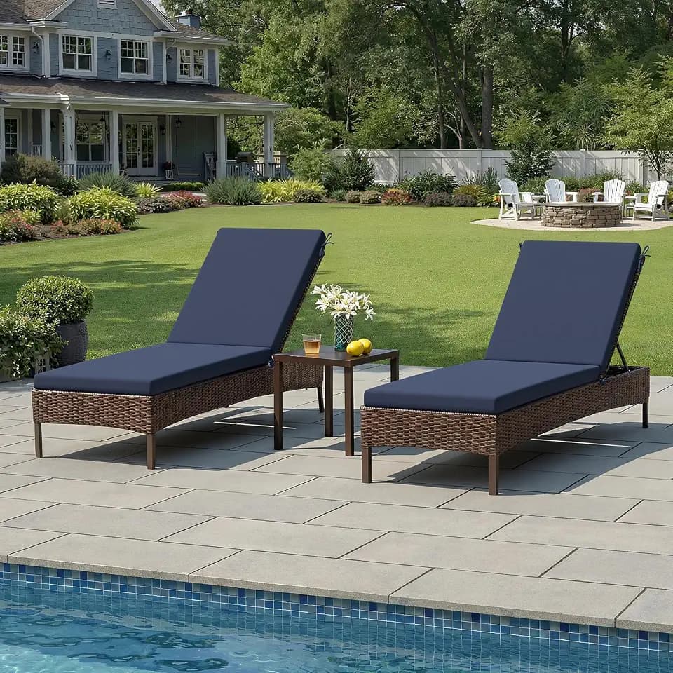 Crestlive Chaise Lounge Cushions Outdoor Set of 2, 80"x23", Waterproof