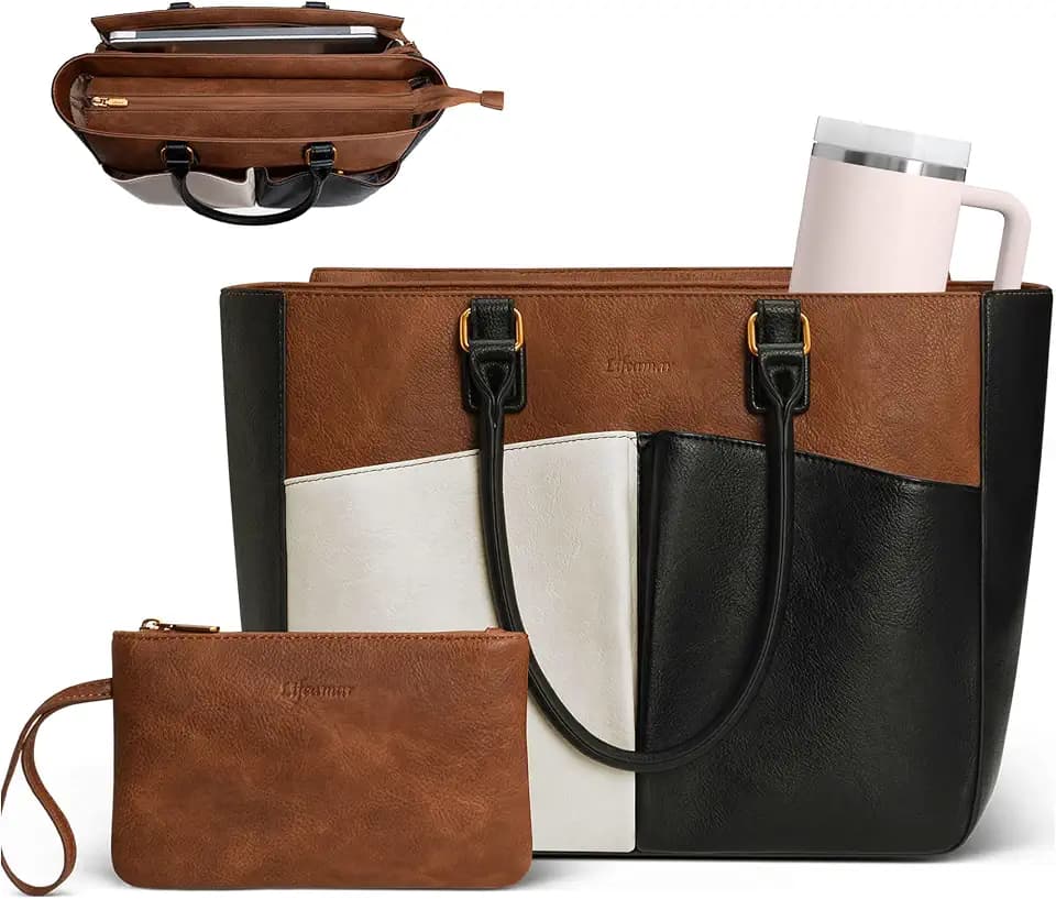 Laptop Tote Bag for Women, Leather Work Tote Office Computer Bags