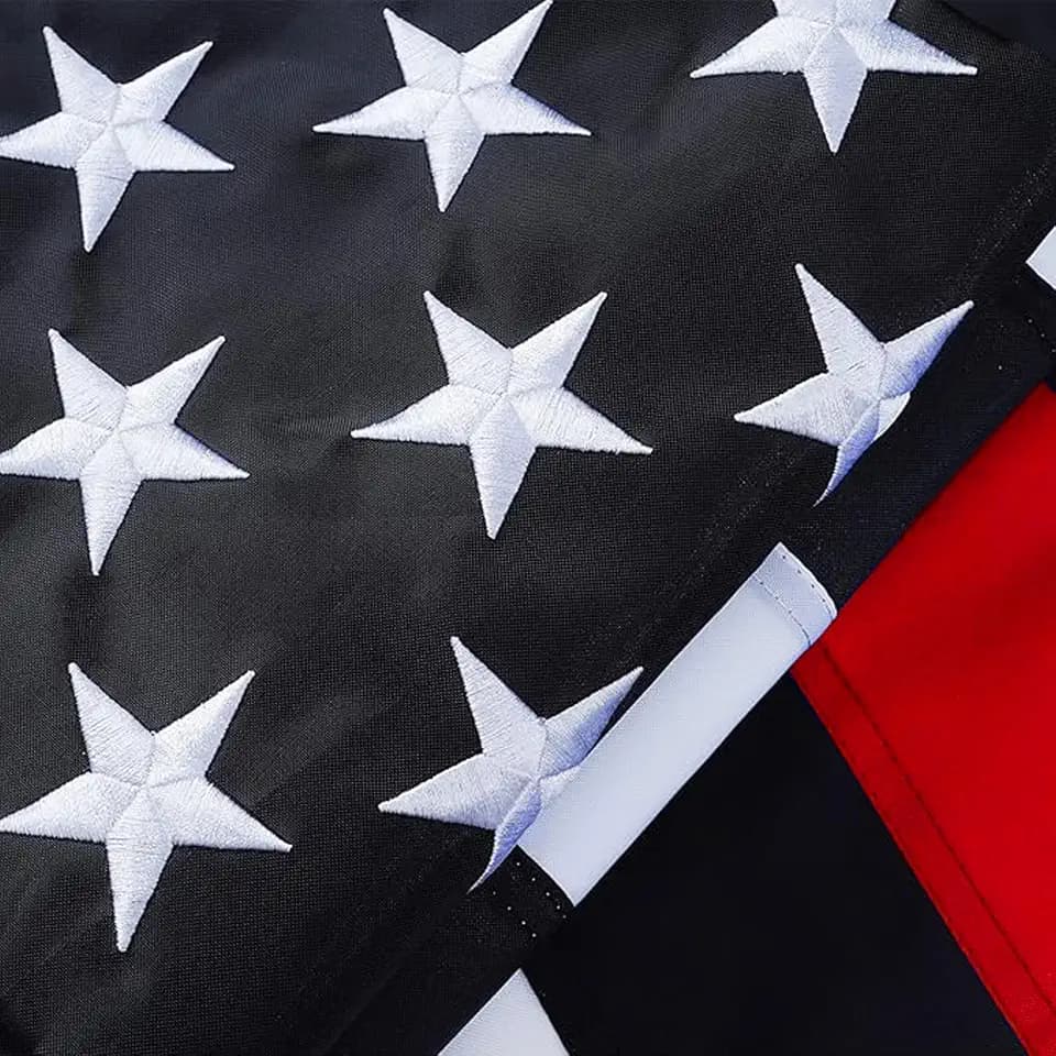 ROTERDON Thin Red Line Flag 3x5 Ft Outdoor, Embroidered 210D Nylon Firefighter Flags Heavy Duty, Vivid Color Red Line Flag with 2 Brass Grommets for All Weather