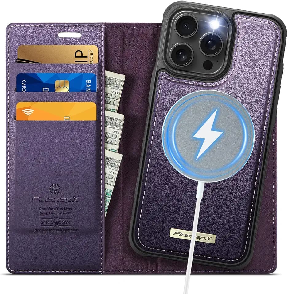 for iPhone 14 Pro 2-in-1 Detachable Wallet Phone Case, Purple