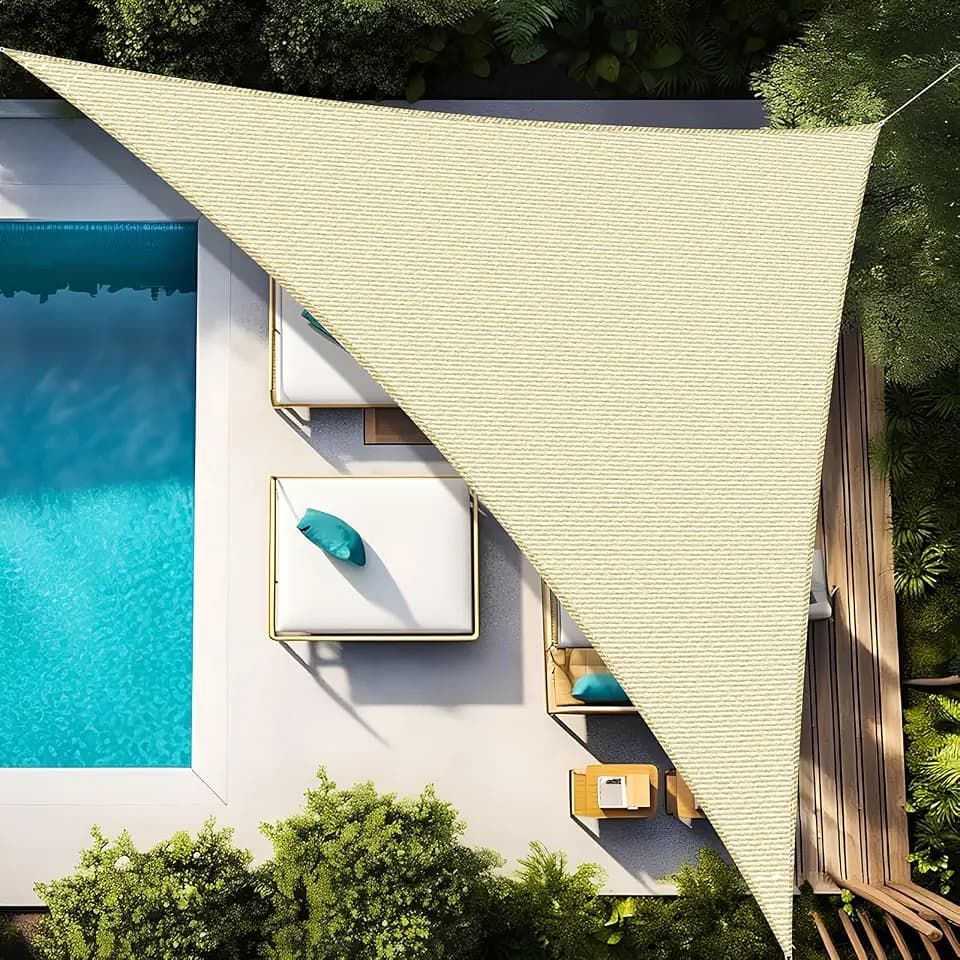 Wasserdichtes Dreiecks Sonnensegel 4x4x4m 420D Verschlüsseltes Verdicktes Oxford Gewebe 95% UV Beständig für Pool, Garten, Terrasse, Park, Camping - Beige