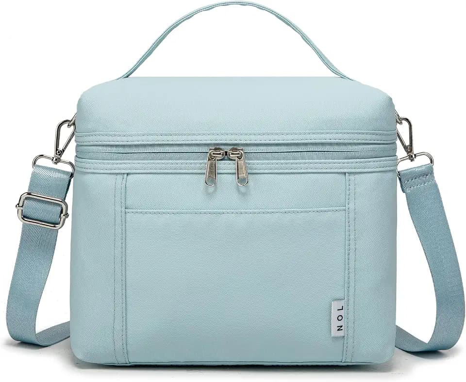 NOL 8L Insulated Lunch Bag for Women, Light blue, Medium(normal)