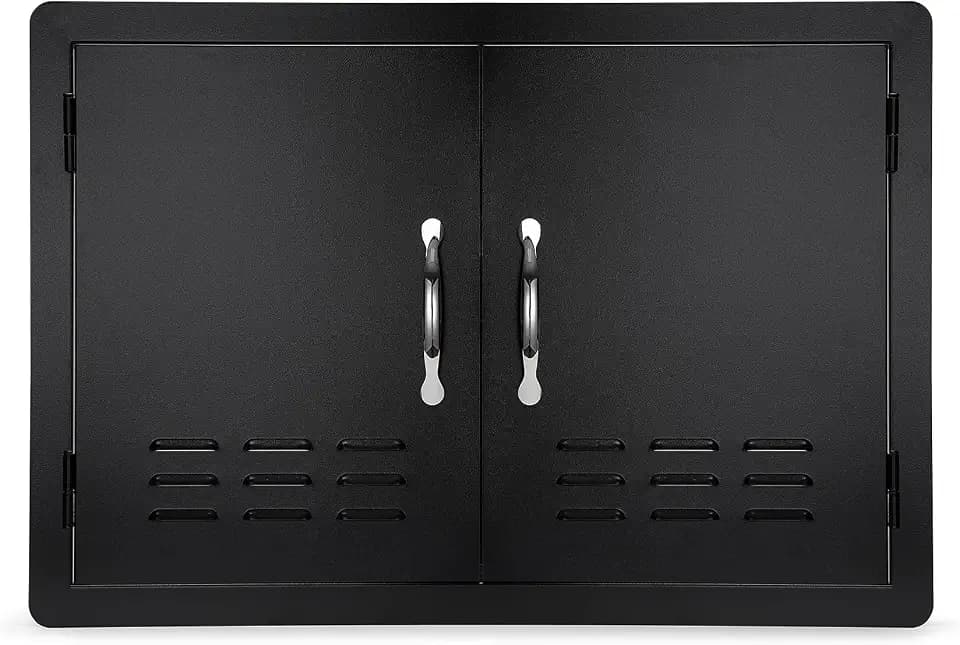 Stanbroil 30" x 21" Double Access Door for Outdoor Kitchen, Black Steel