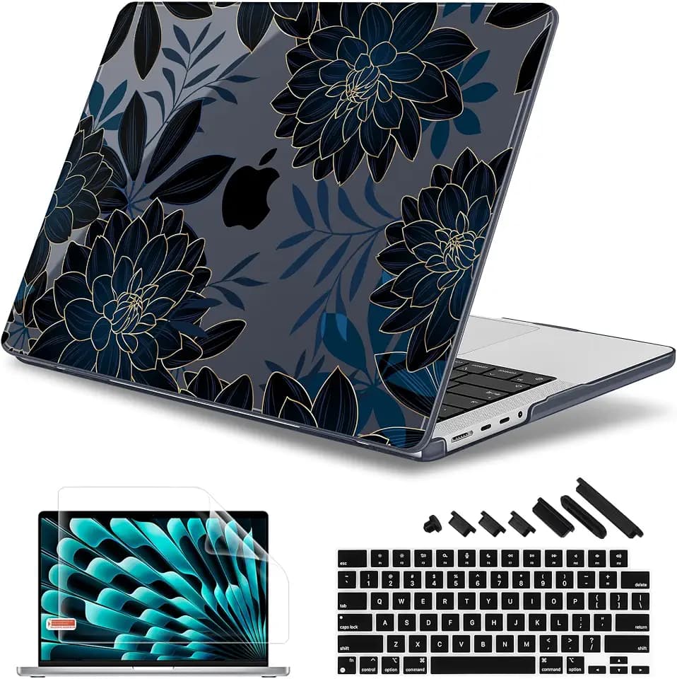 May Chen for MacBook Pro 16 inch Case M1 M2 M3 M4 M5 Pro/Max with Liquid Retina XDR, Release 2021-2025 2026 A3429 A3428, Anti-Drop Plastic Hard Shell with Keyboard Cover, Luxury Dahlia