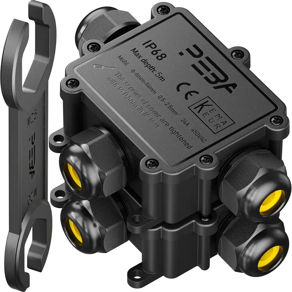 PEBA Abzweigdosen Wasserdicht Verteilerdose IP68 Klemmdose Wasserdichte Kabelverbinder für Aussen Größere 3-Wege Kabelverschraubung 4mm-14mm Schwarz T-Form (2 Stück)