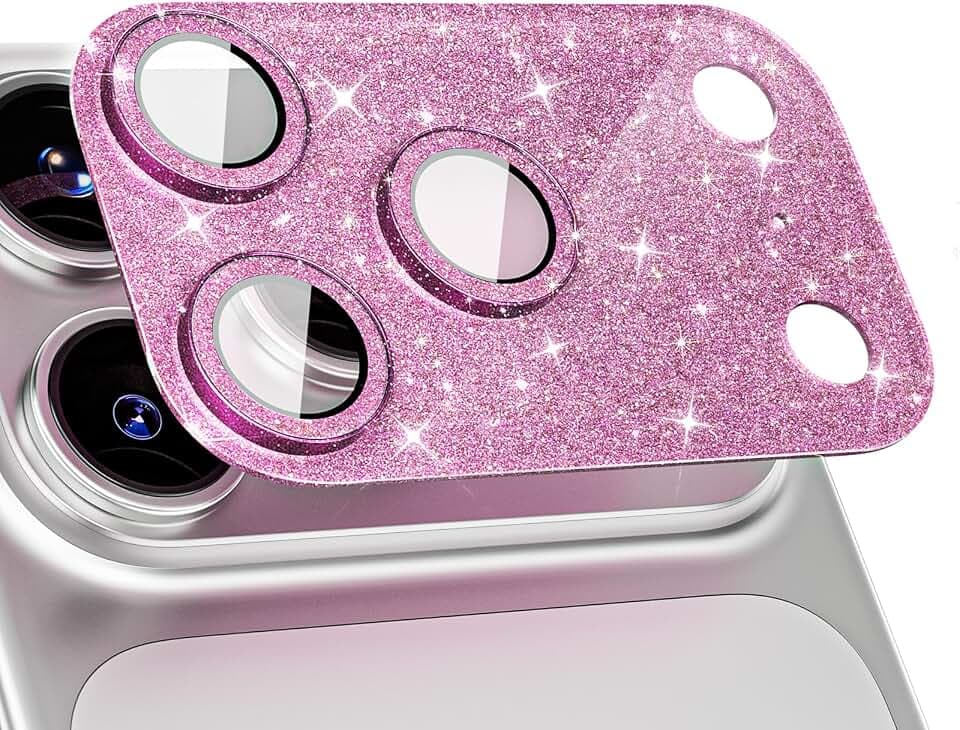 Cute Camera Lens Protector for iPhone 17 Pro Max, Bling Pink Camera Cover for Women,Camera Protector [All in One Drop-Proof Scratch] [Military Grade Shatterproof][Strong-Adhesion]