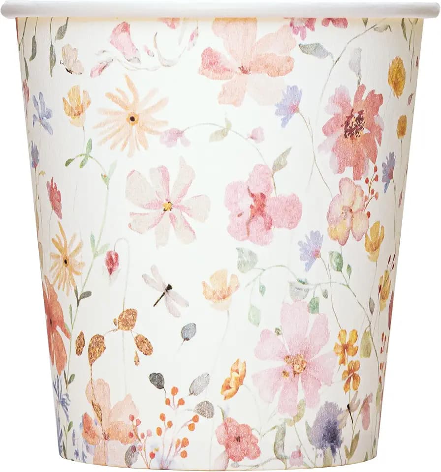Crisky 5oz Paper Cups Dixie Cup[100 Pack], Disposable Bathroom Cups, Elegant Design Floral Small Mouthwash Cup, Hot/Cold Beverage Coffee, Dessert for Birthday Parties, Home-use, Picnics, Ceremonies