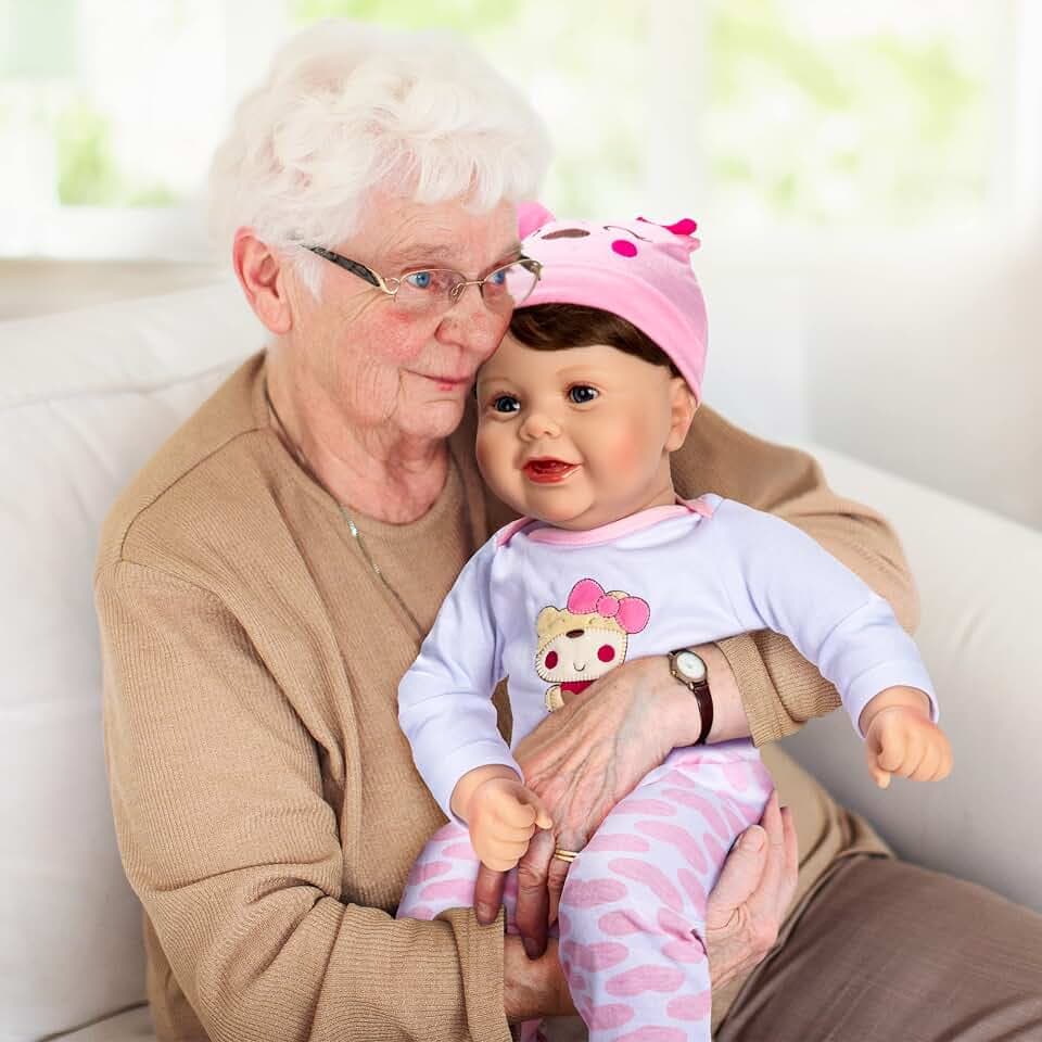 Assistex Reborn Baby Doll - 22" Lifelike Therapy Doll for Seniors with Dementia - Weighted, Soft Body, Realistic Newborn for Nursing Homes for Comfort and Relief - Gift for Elderly with Picture Book