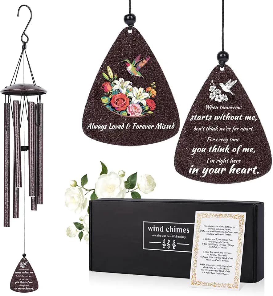 32" Hummingbird Memorial Wind Chimes for Loss of Loved One, Sympathy Windchime for Loss of Loved One, Hummingbird Bereavement Gift for Loss of Loved One, Memorial Windchimes Gifts