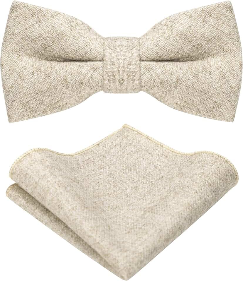 JEMYGINS Herren Fliege in Wolle Einfarbig Filz Geeignet für Herbst und Winter und Einstecktuch Sets