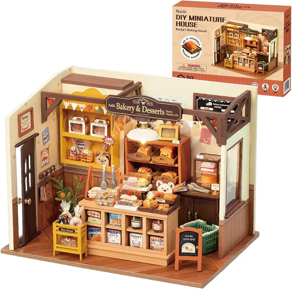 Rolife Becka's Bakery Miniature House Kit with LED Lights