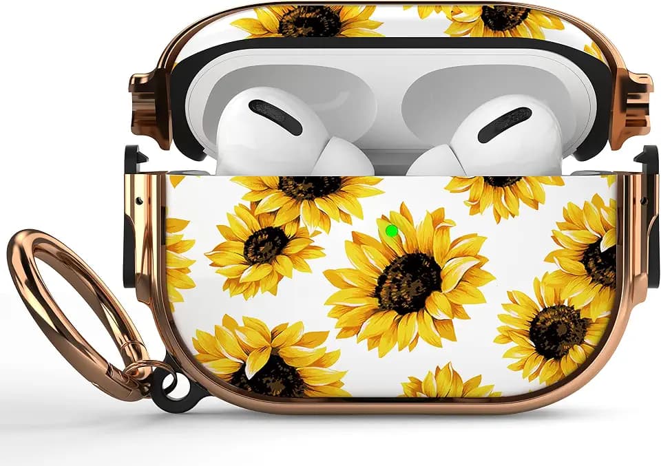 for AirPods Pro 2/1 Case Cover with Lock, Magsafe Compatible, Sunflower
