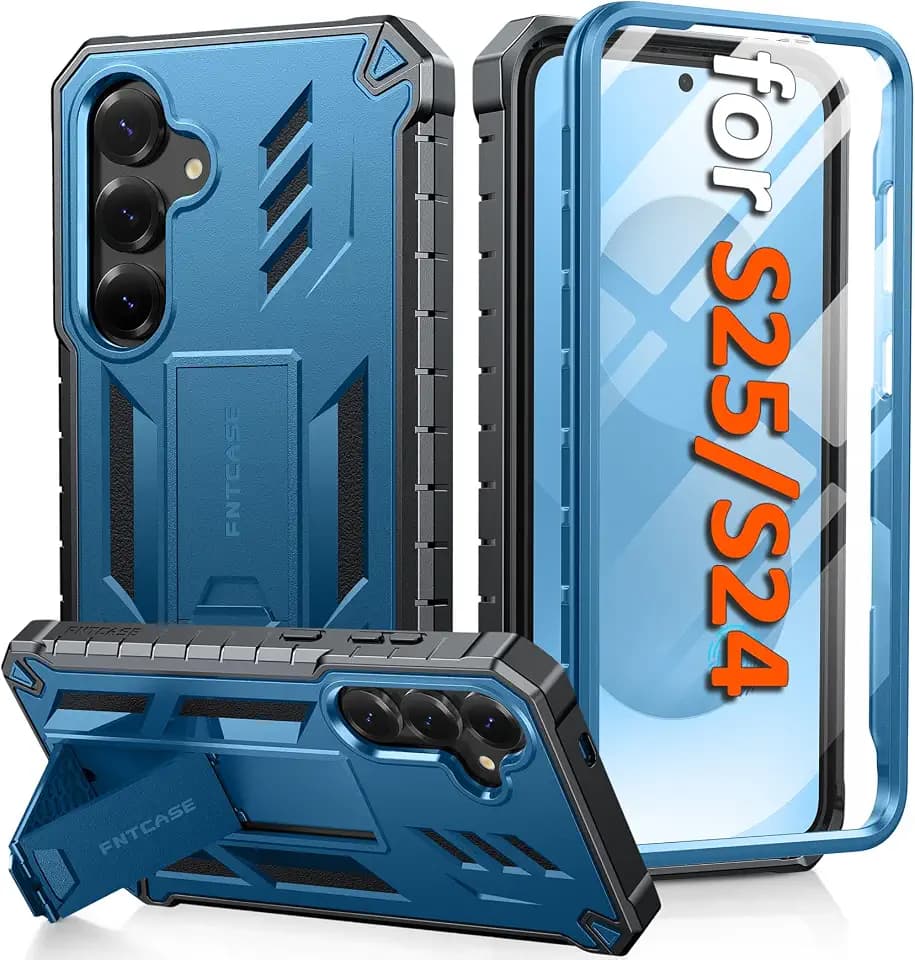 FNTCASE for Samsung Galaxy S25 Case, S24 Phone Cover with Rugged Kickstand