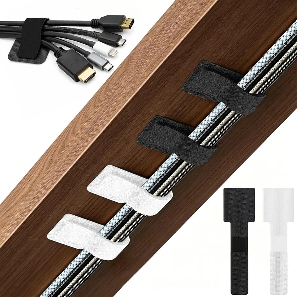 80 PCS Hook and Loop Cable Ties, Self Adhesive Cable Management Strap