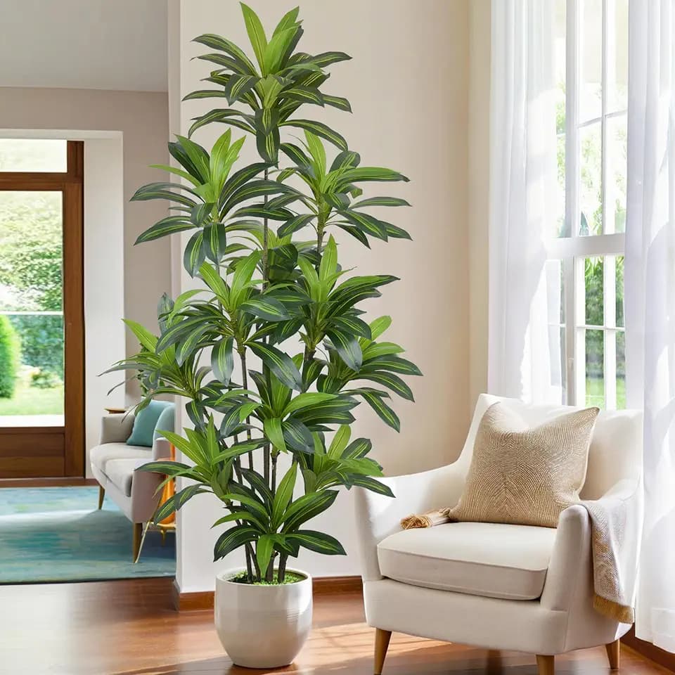 Artificial Dracaena Tree 8FT(96in) Tall Fake Plant with Realistic Green Leaves, Faux Floor Potted Artificial Trees for Home Office Living Room Decor Indoor Outdoor (8feet,1 Pack)