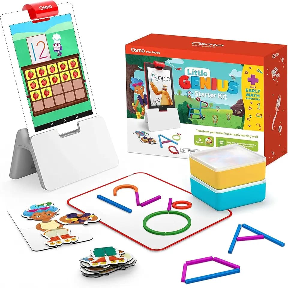 Osmo Little Genius + Early Math, Ages 3-5, Phonics, Counting & Shapes, Fire